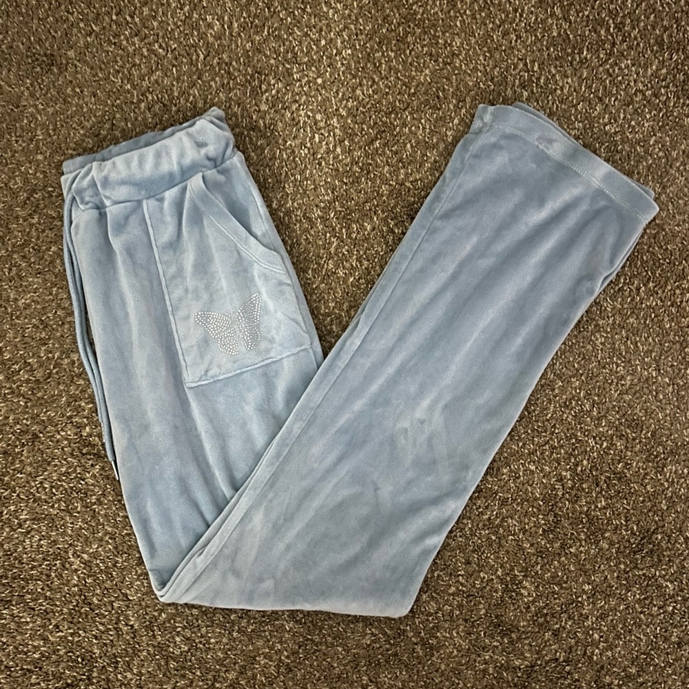 Light Blue Y2K Fuzzy Pants